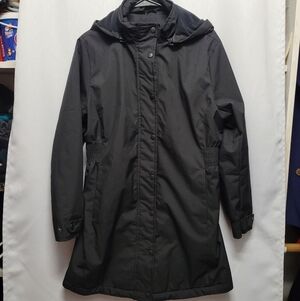 Halara Black Fleece Lined Coat Winter Jacket Removable Hood Women's Medium